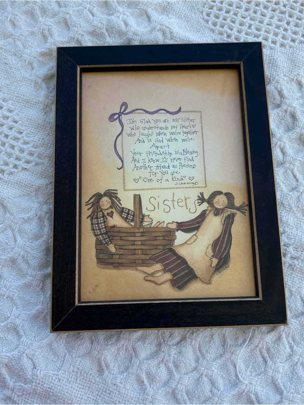 Sister Wall Art Framed Print in Black Cottagecore